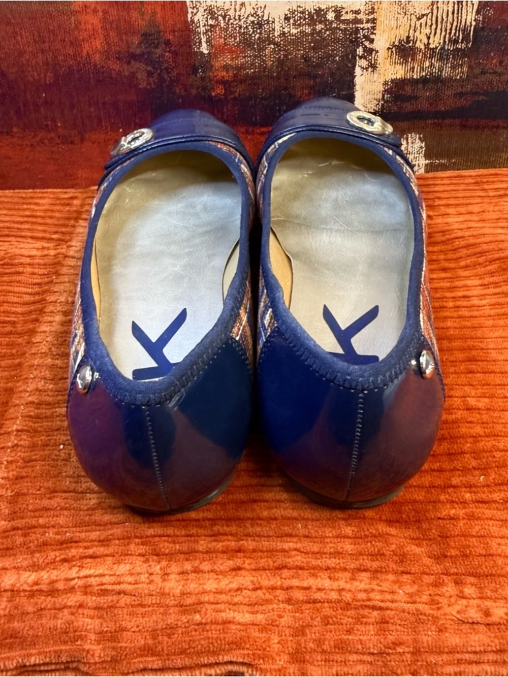 Anne Klein Navy Multicolor Tweed Flats - Picture 6 of 6